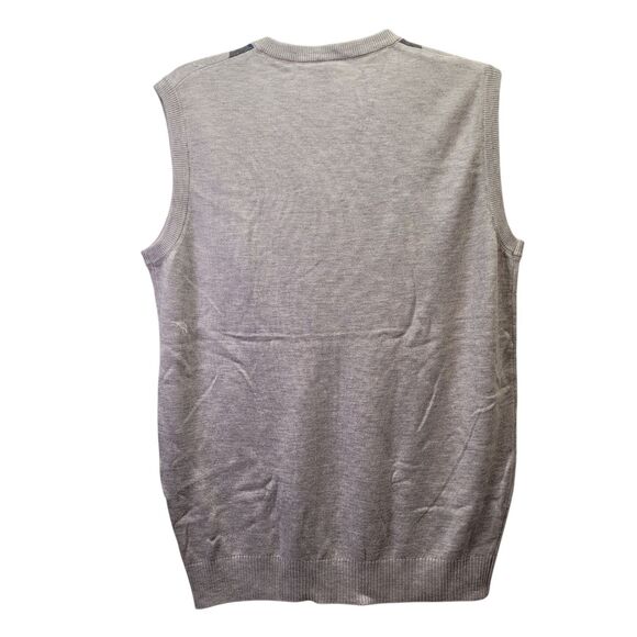 Men Argyle V-Neck Sweater Vest Winter Sleeveless Wool Knitted Gray & Blue Large - Picture 2 of 8